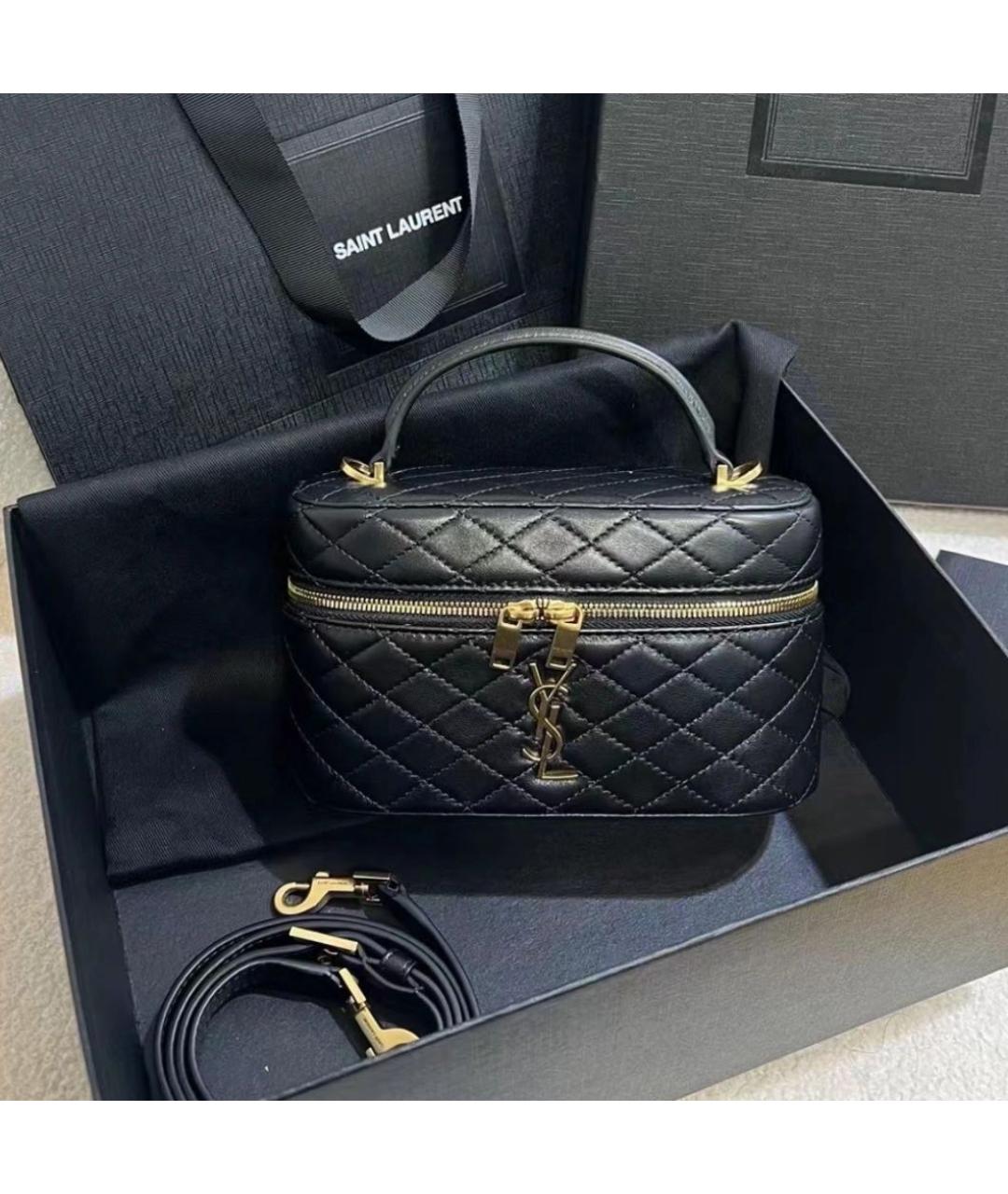 SAINT LAURENT Черная кожаная сумка через плечо, фото 2