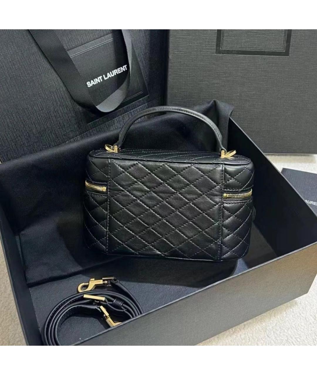 SAINT LAURENT Черная кожаная сумка через плечо, фото 3