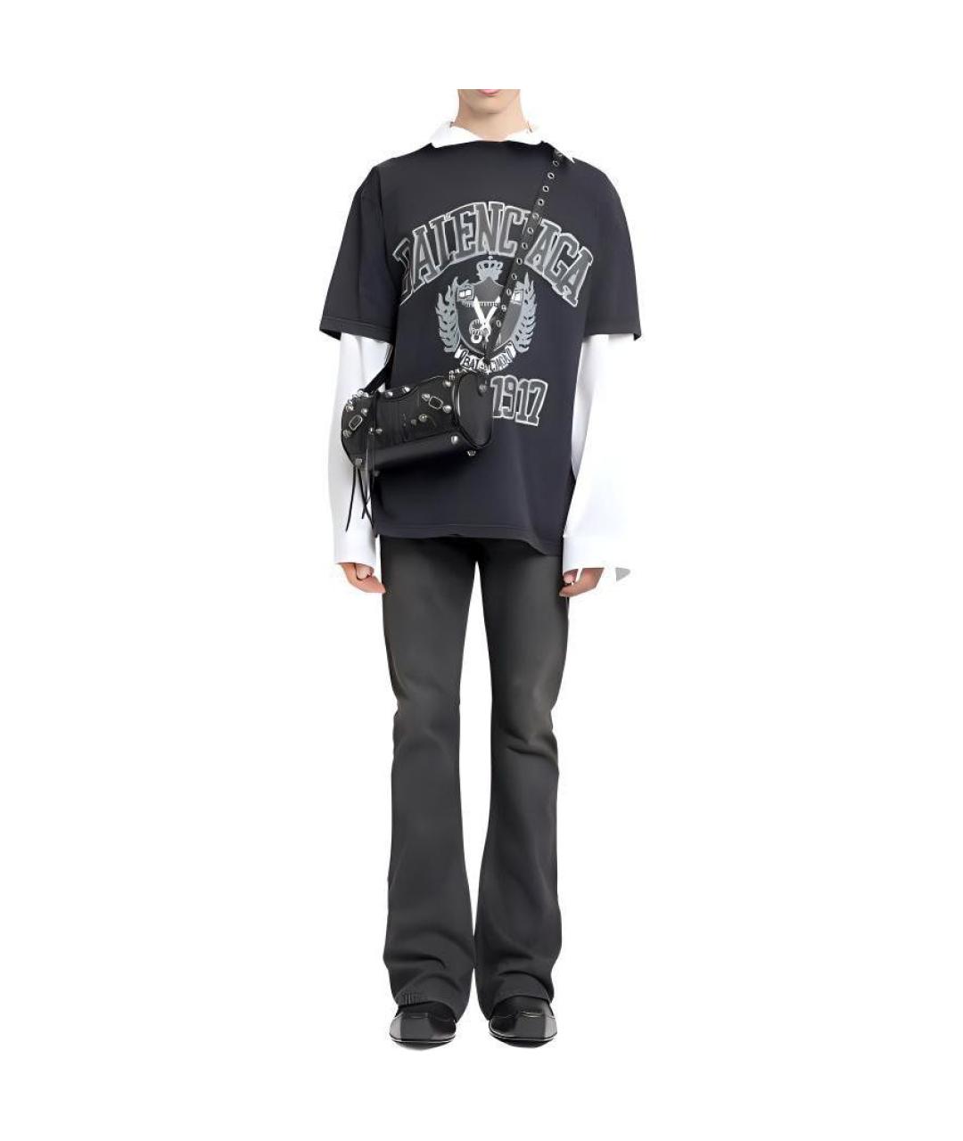 BALENCIAGA Черная хлопковая футболка, фото 3