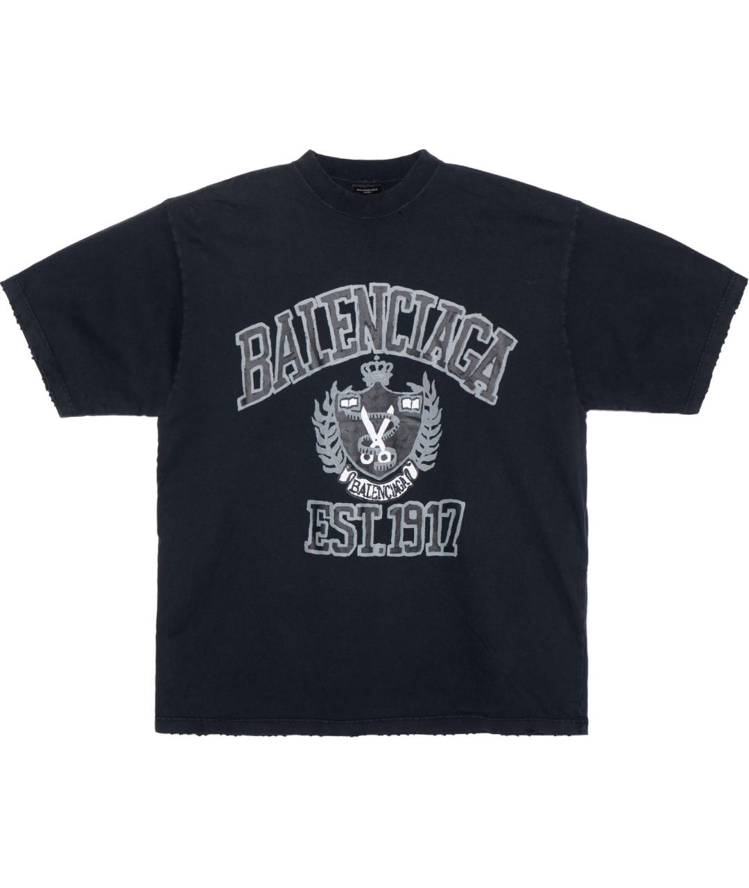 BALENCIAGA Черная хлопковая футболка, фото 1