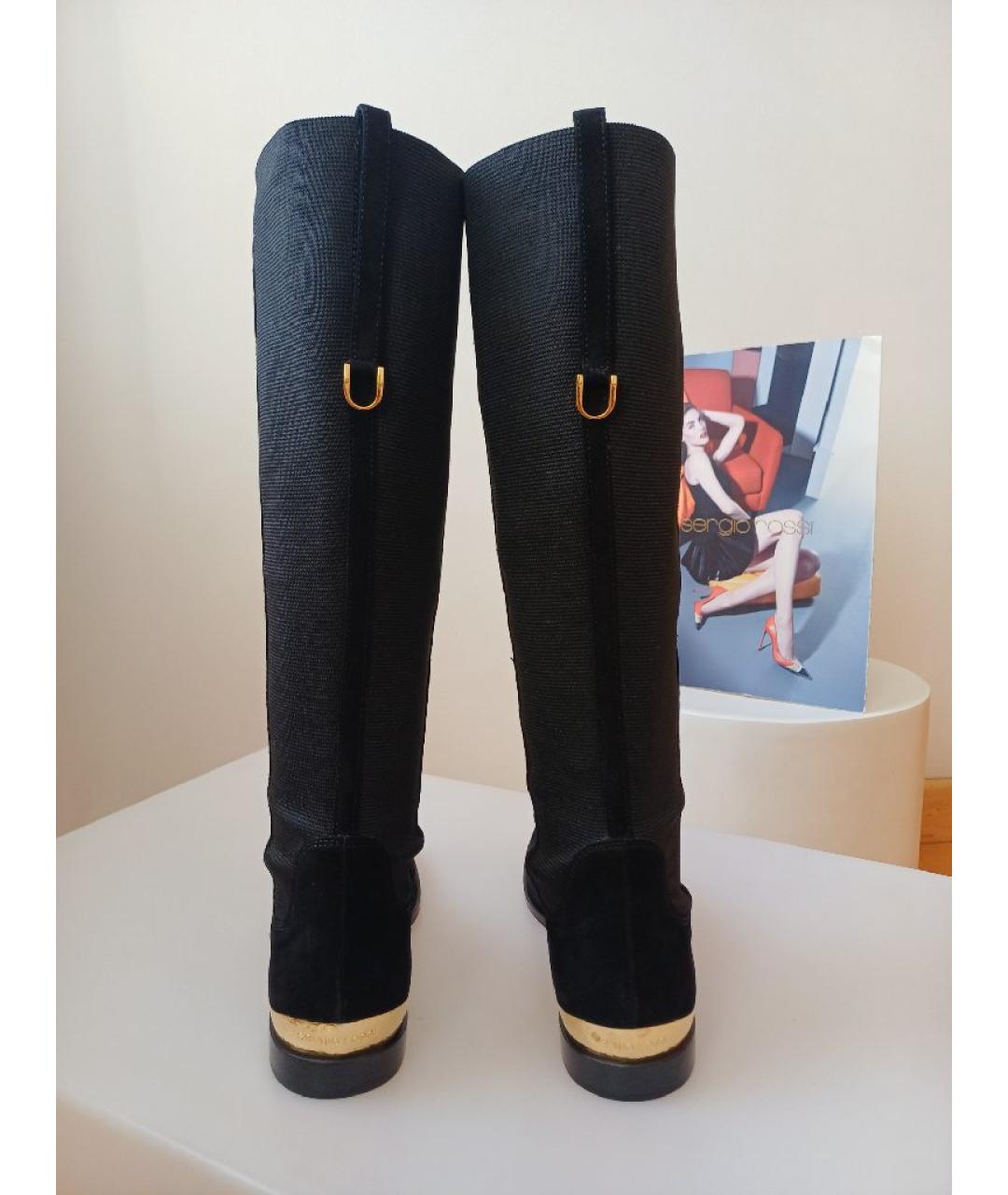 SERGIO ROSSI Черные замшевые сапоги, фото 8