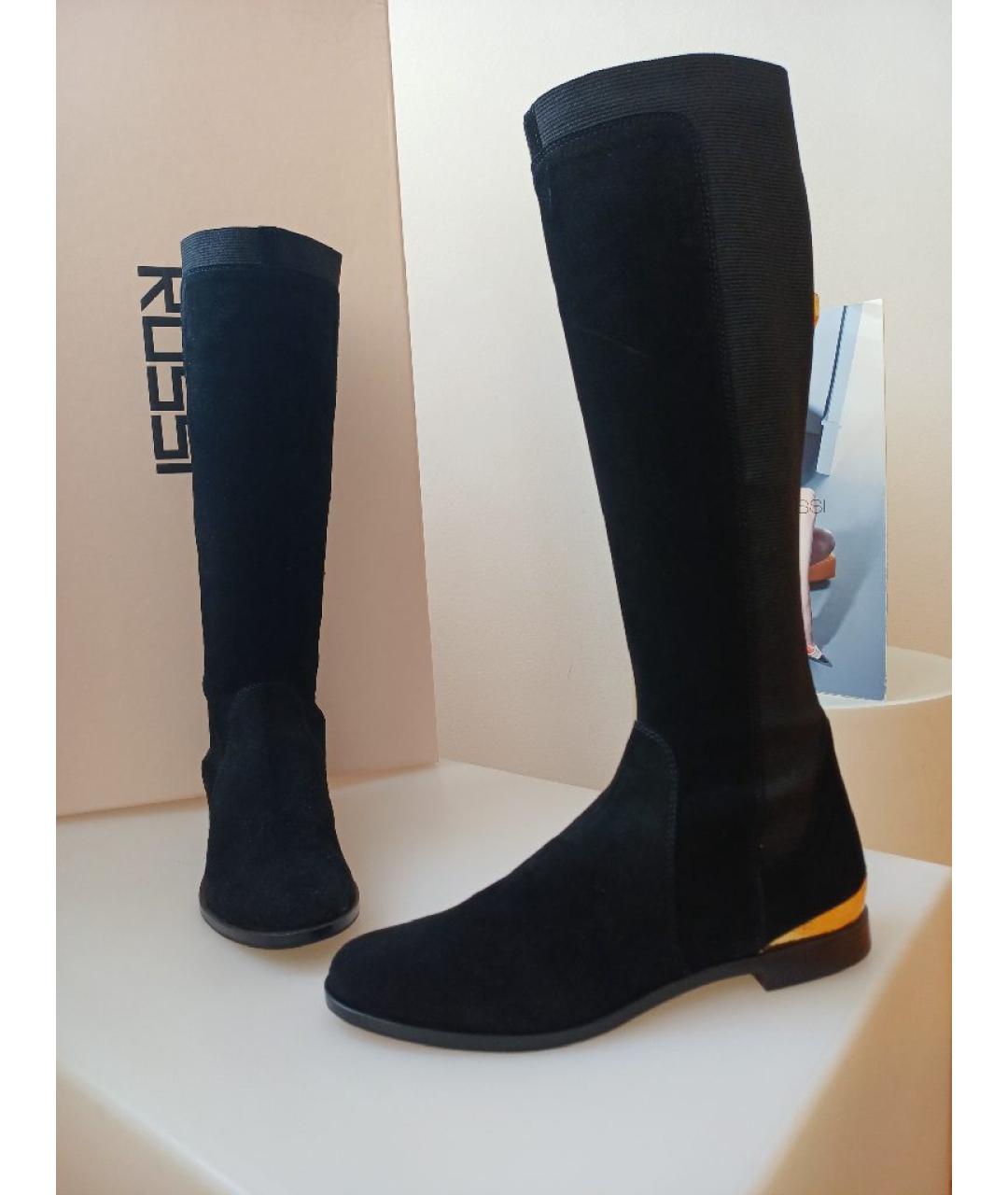 SERGIO ROSSI Черные замшевые сапоги, фото 4