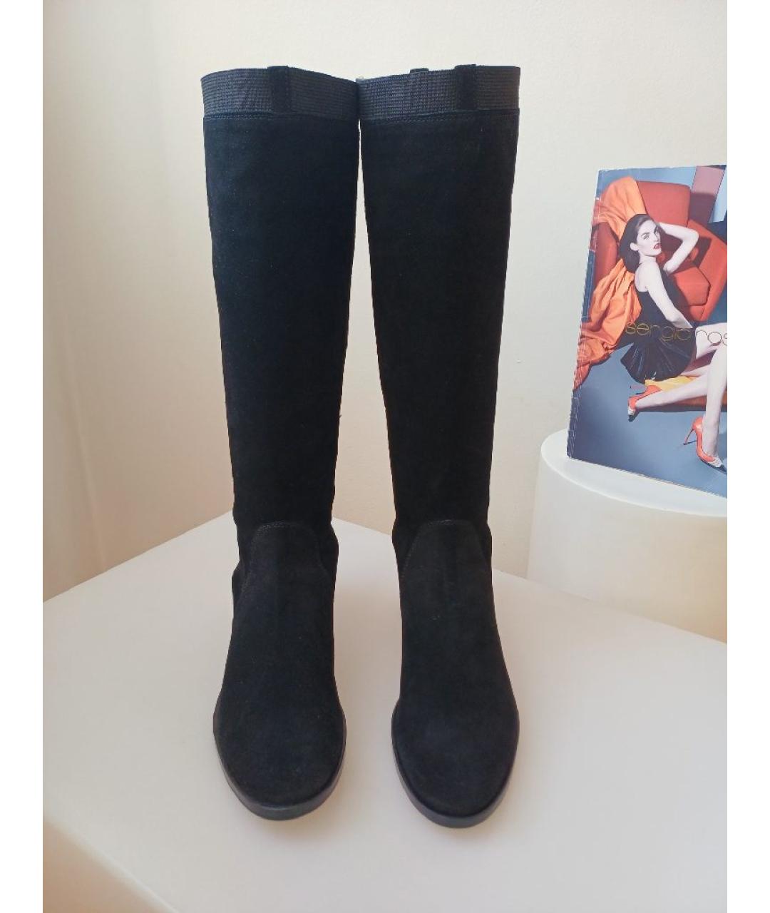 SERGIO ROSSI Черные замшевые сапоги, фото 7