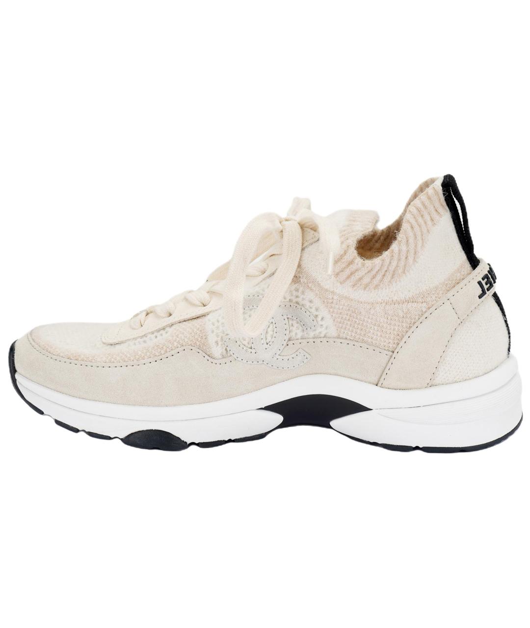 CHANEL Бежевые текстильные кроссовки, фото 2