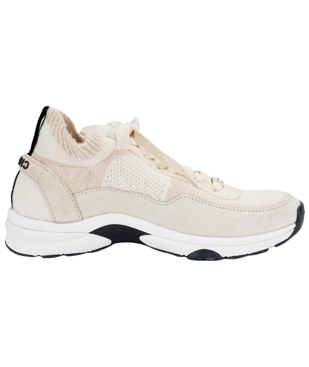 CHANEL Бежевые текстильные кроссовки, фото 6