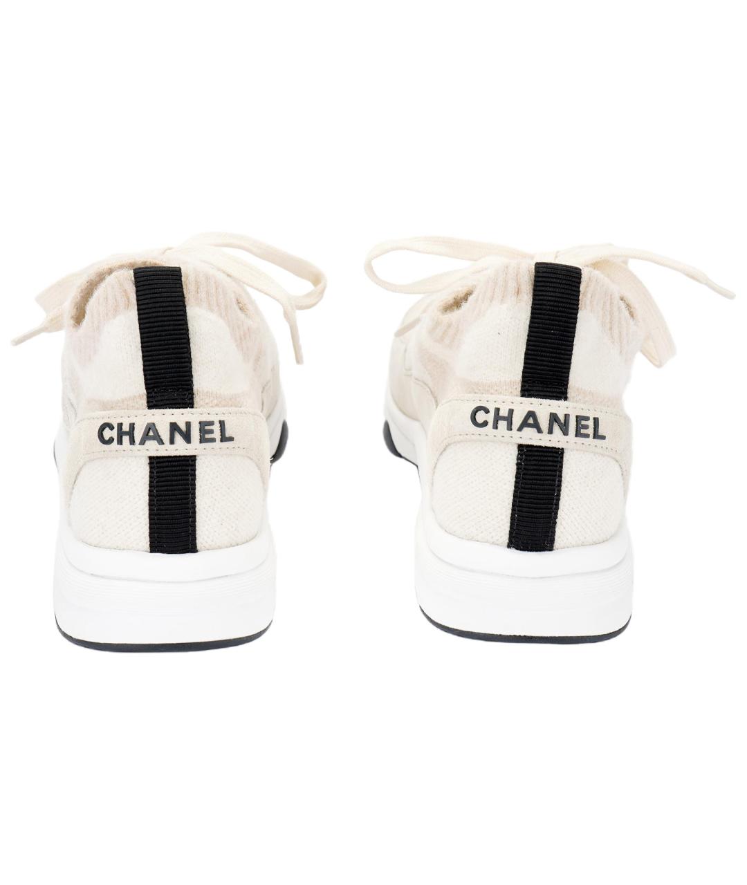 CHANEL Бежевые текстильные кроссовки, фото 4