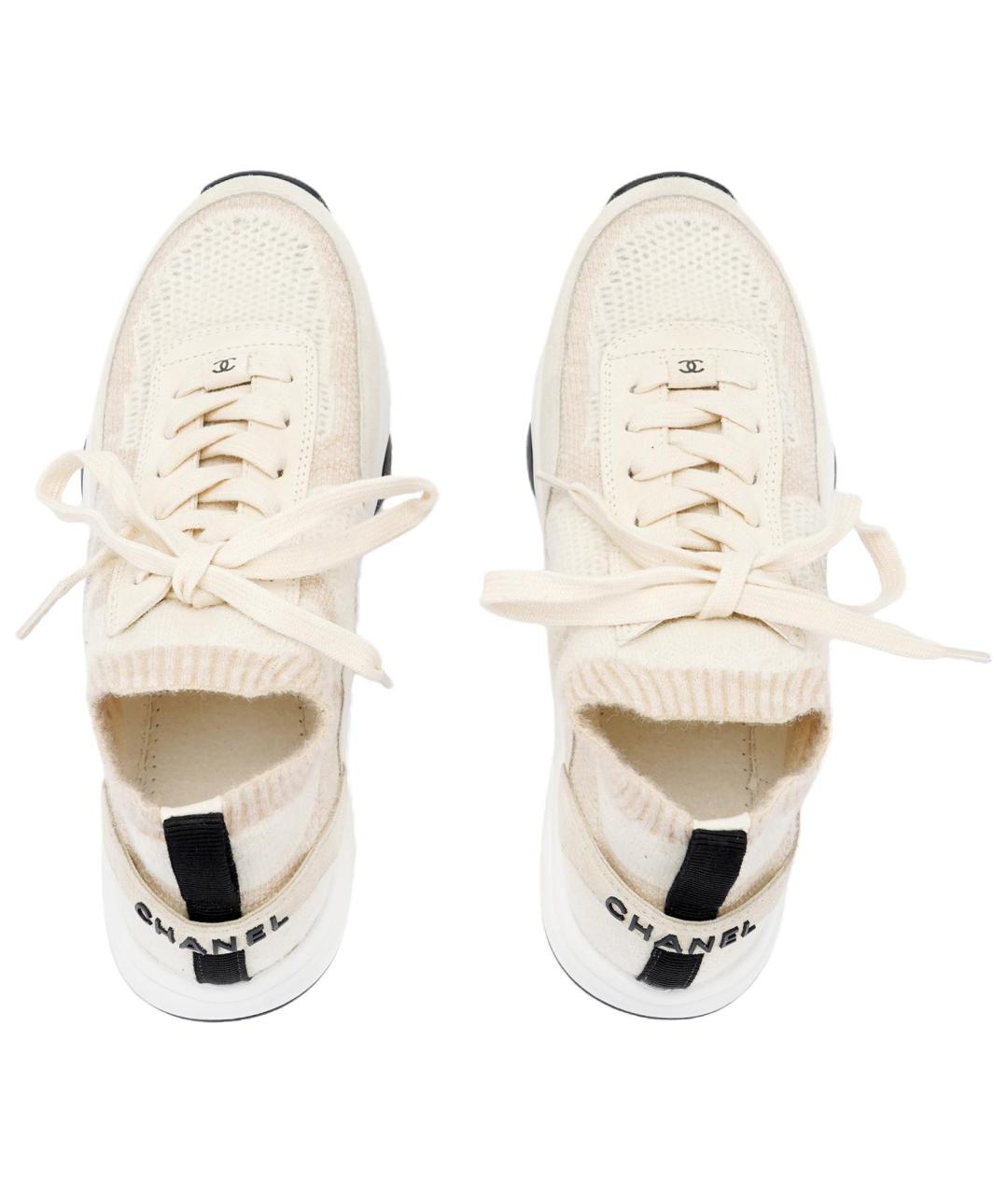 CHANEL Бежевые текстильные кроссовки, фото 3