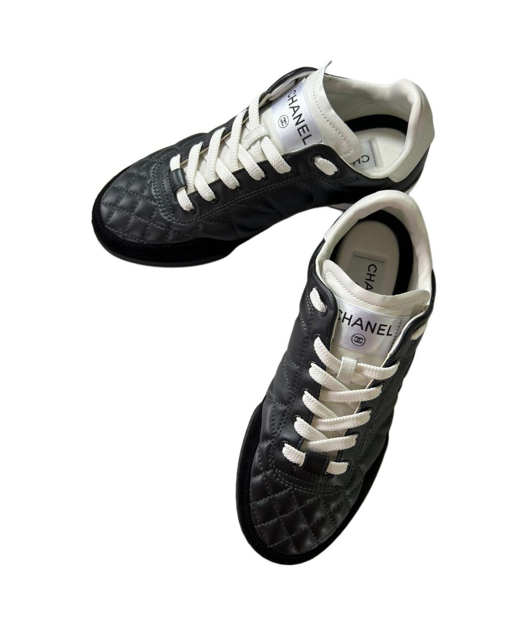 CHANEL Черные кожаные кеды, фото 3
