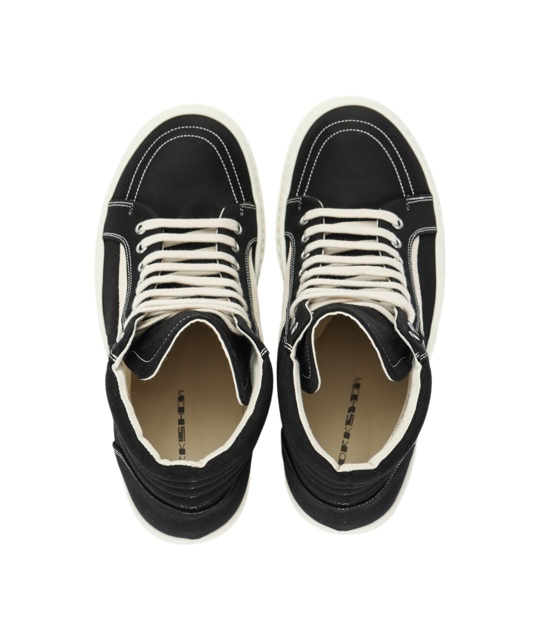 RICK OWENS Черные текстильные низкие кроссовки / кеды, фото 3