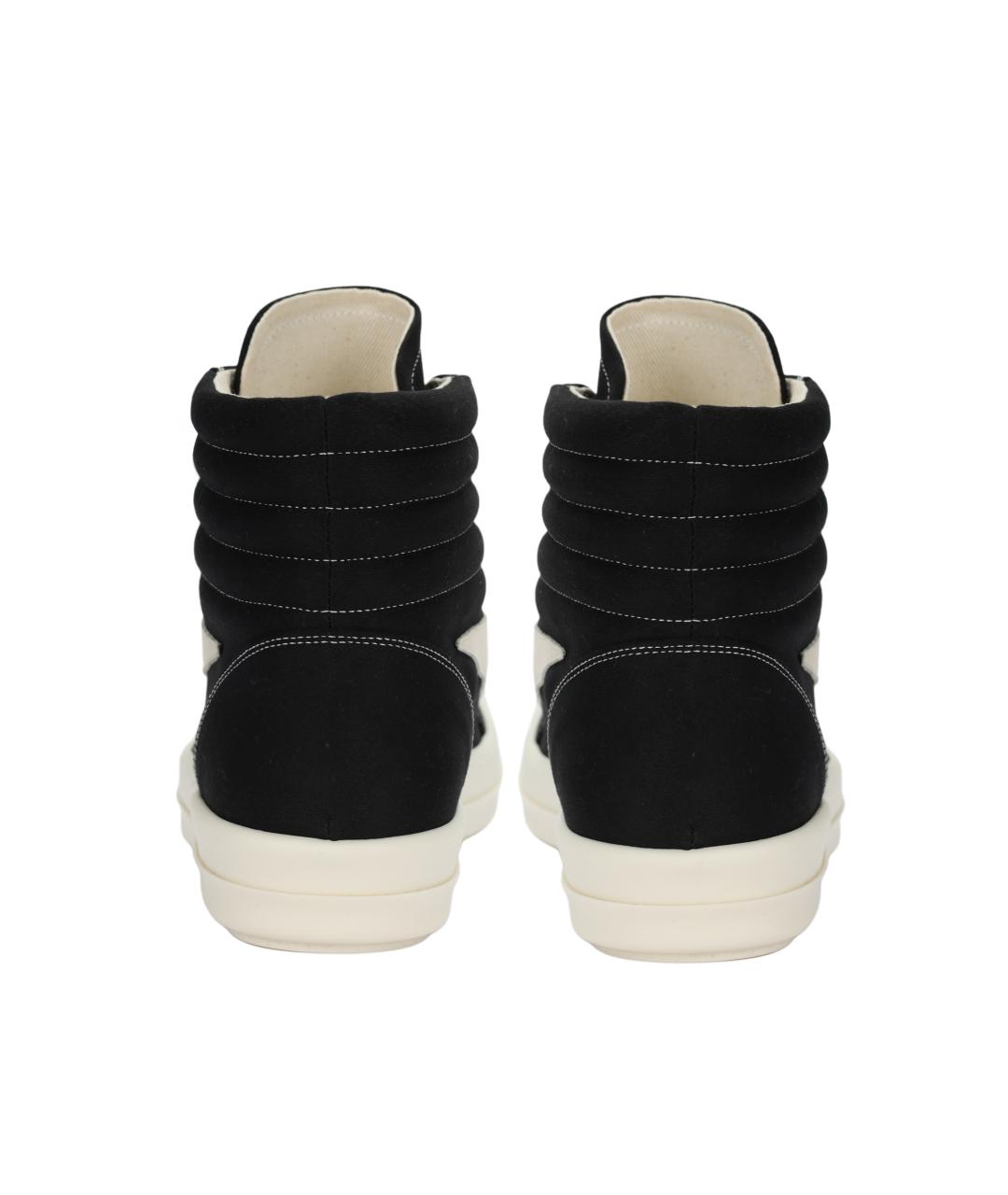 RICK OWENS Черные текстильные низкие кроссовки / кеды, фото 4