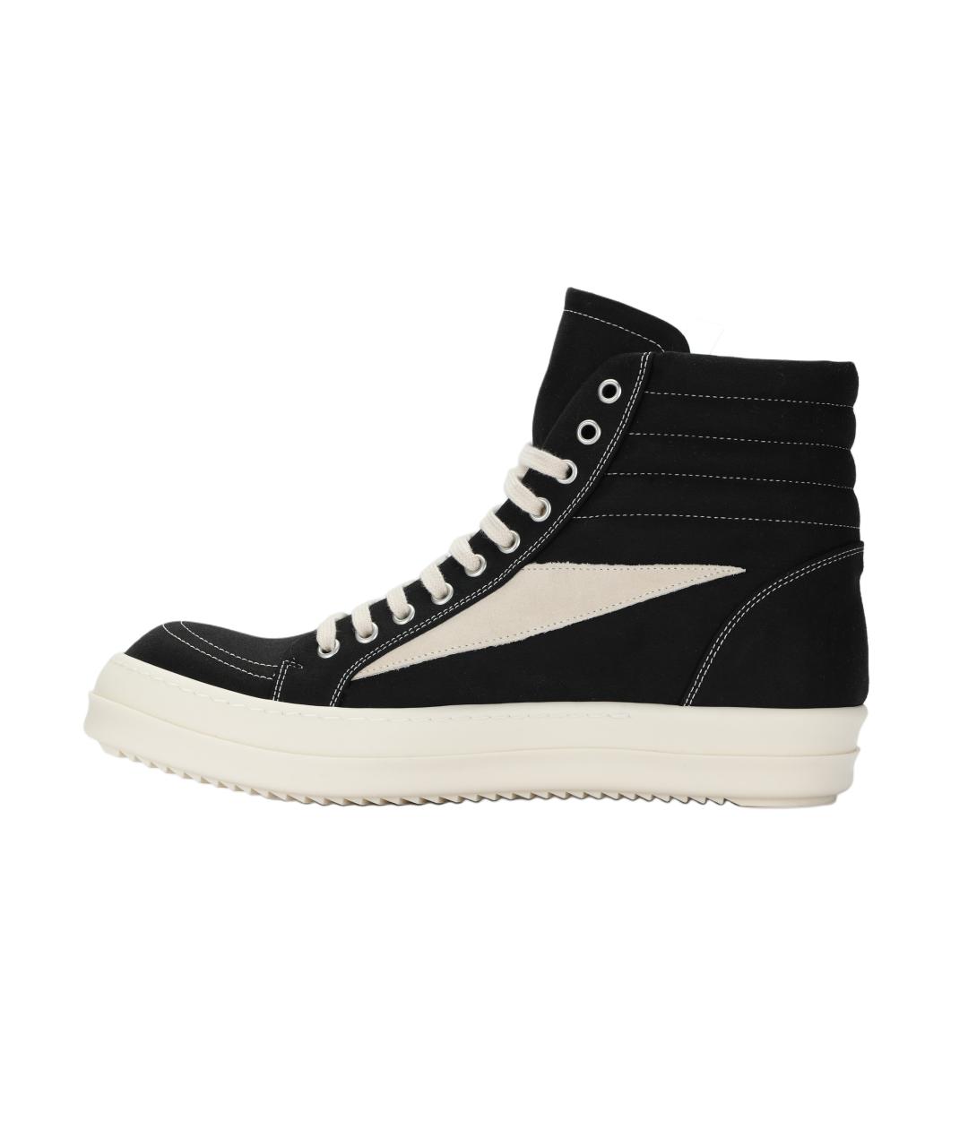 RICK OWENS Черные текстильные низкие кроссовки / кеды, фото 2