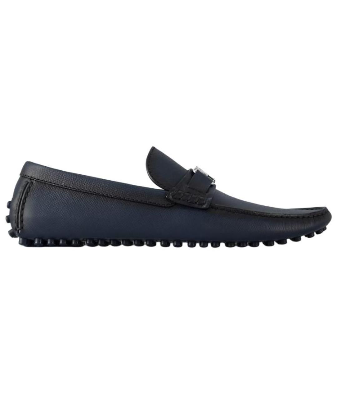 LOUIS VUITTON Синие кожаные лоферы, фото 6