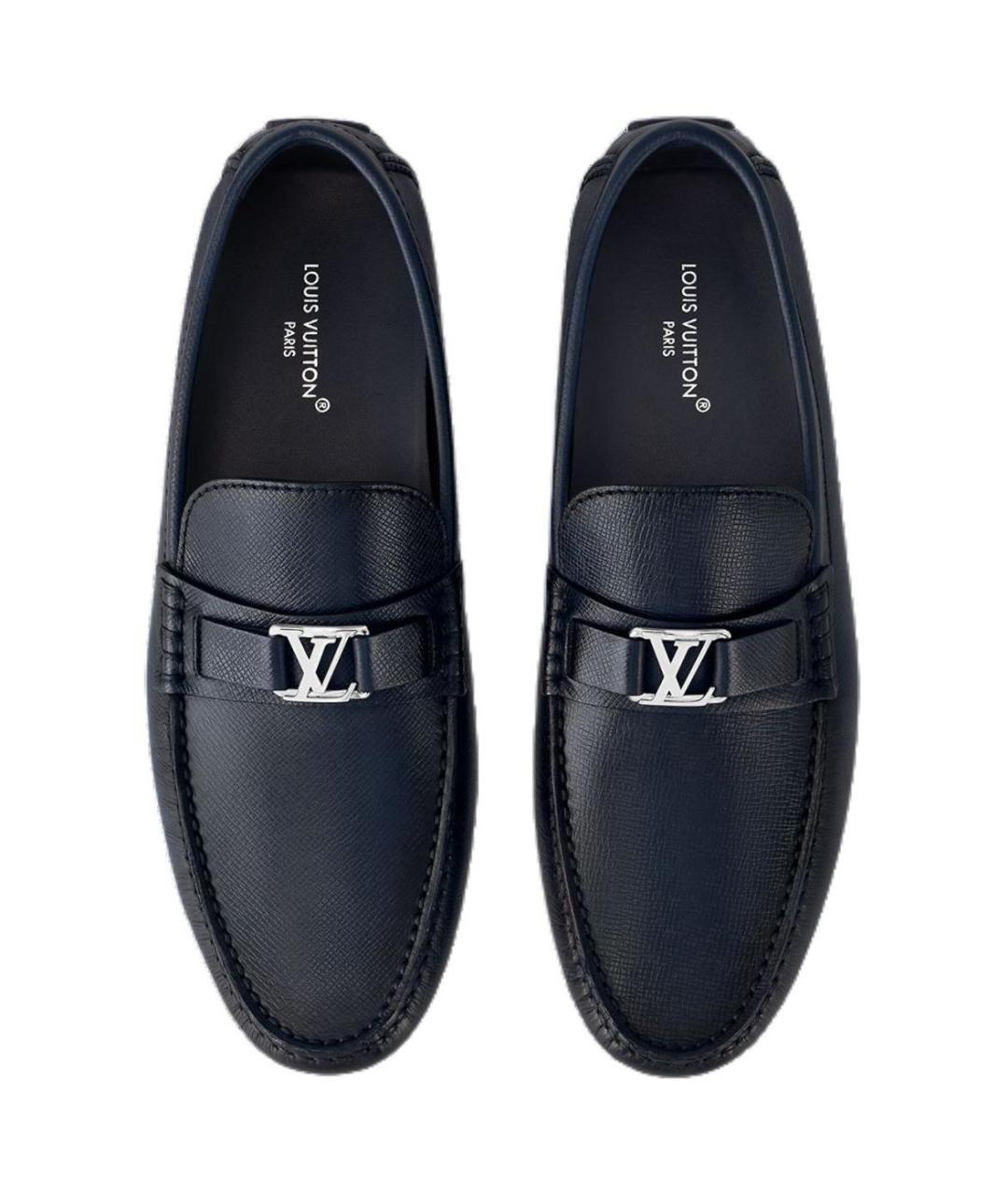 LOUIS VUITTON Синие кожаные лоферы, фото 5