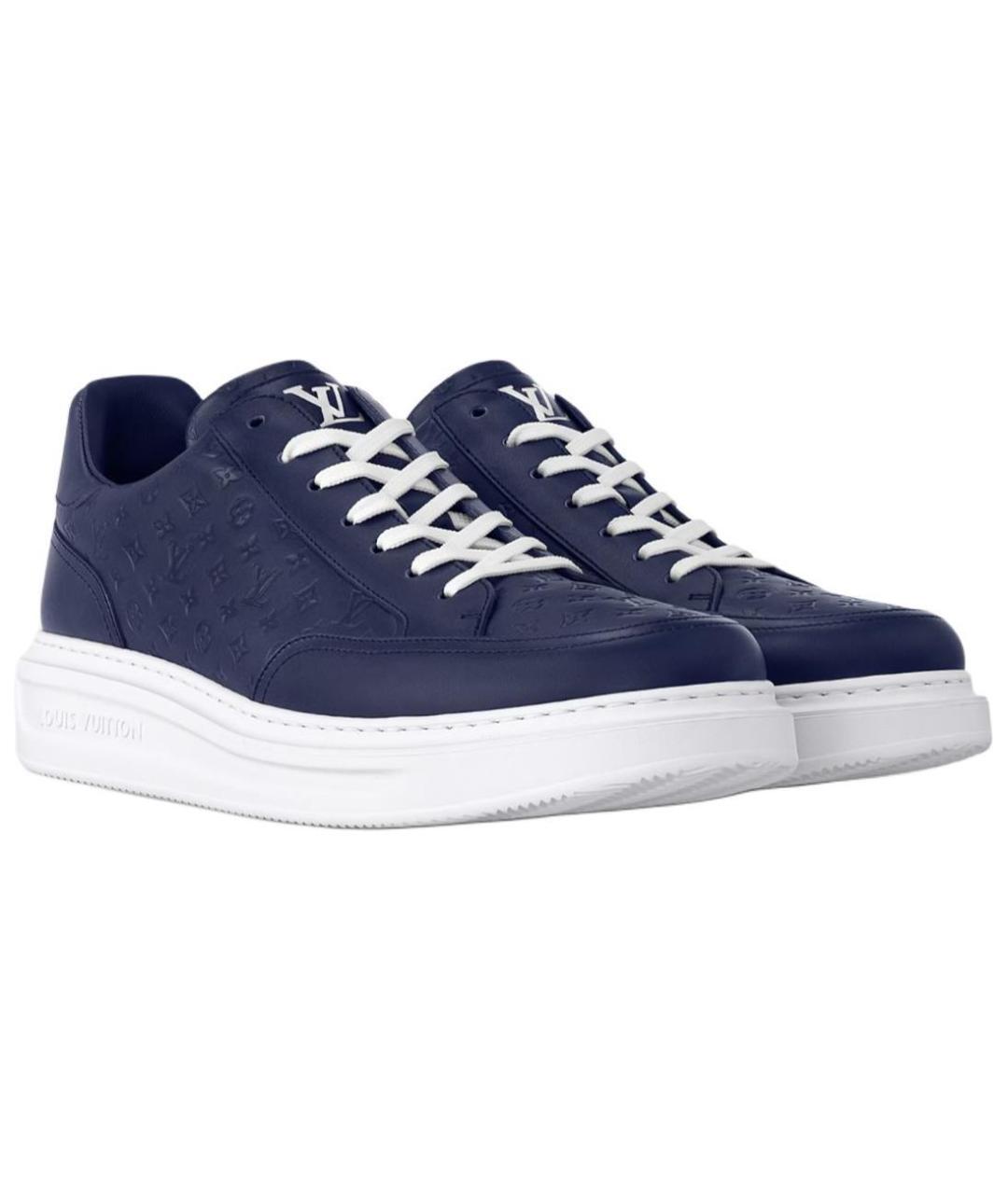 LOUIS VUITTON Синие кожаные низкие кроссовки / кеды, фото 3