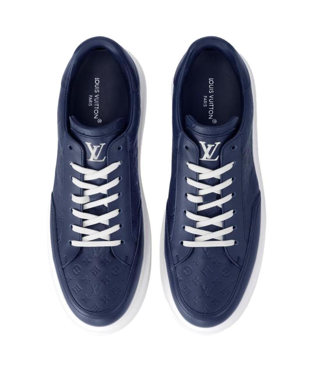 LOUIS VUITTON Синие кожаные низкие кроссовки / кеды, фото 4