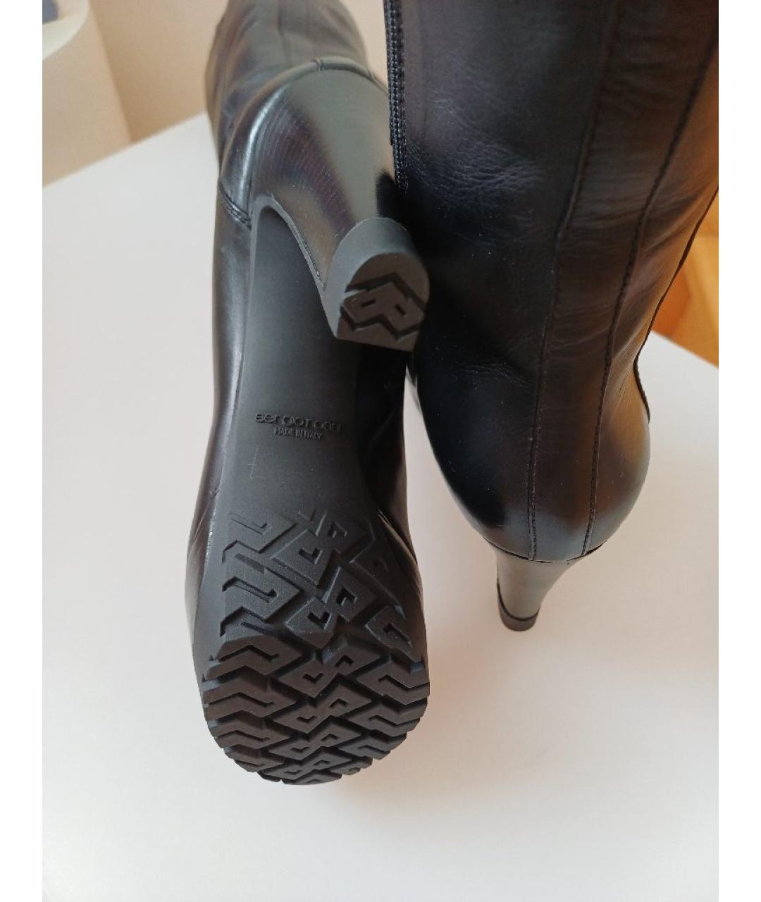 SERGIO ROSSI Черные кожаные сапоги, фото 8