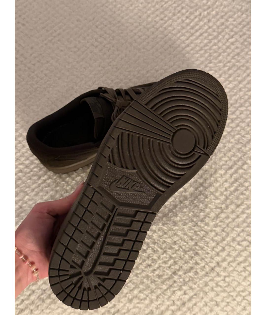 JORDAN Коричневые замшевые низкие кроссовки / кеды, фото 4