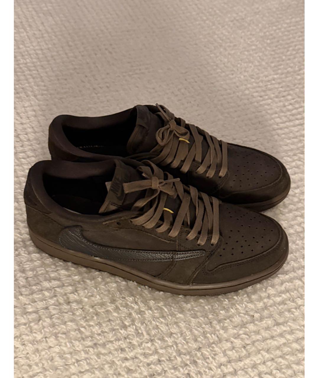 JORDAN Коричневые замшевые низкие кроссовки / кеды, фото 2