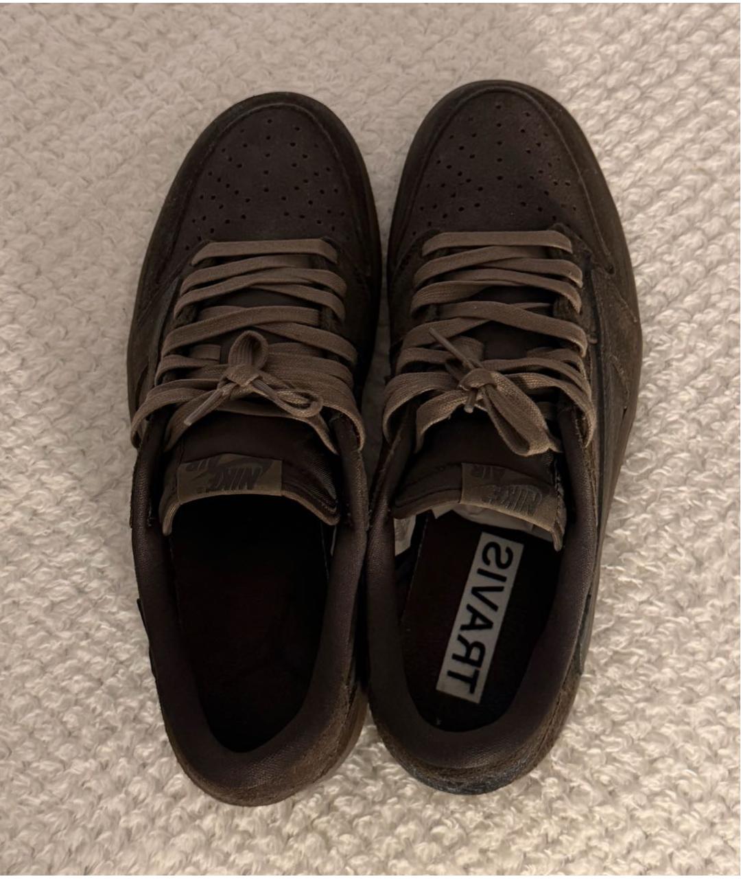 JORDAN Коричневые замшевые низкие кроссовки / кеды, фото 3