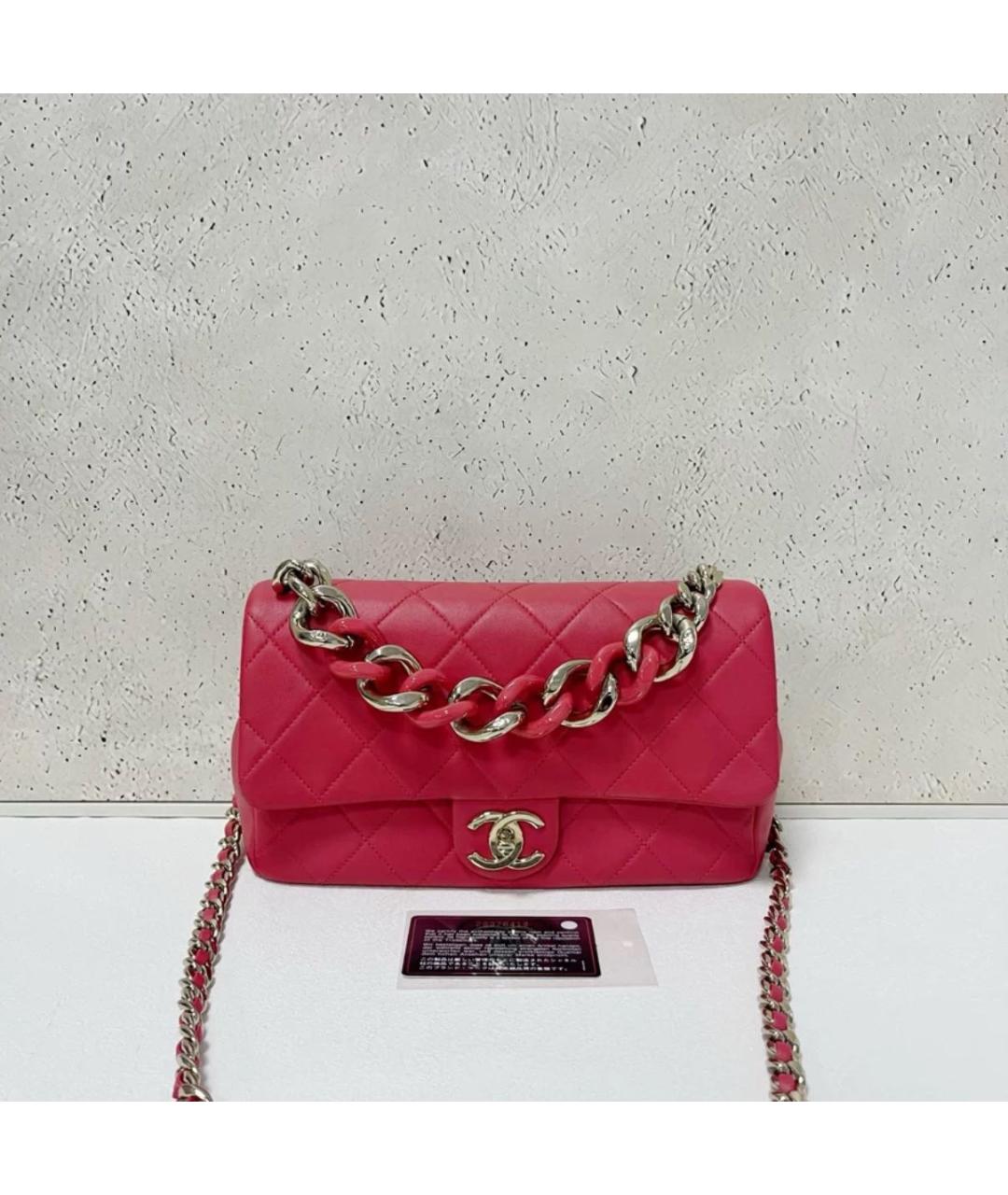 CHANEL Розовая кожаная сумка через плечо, фото 6
