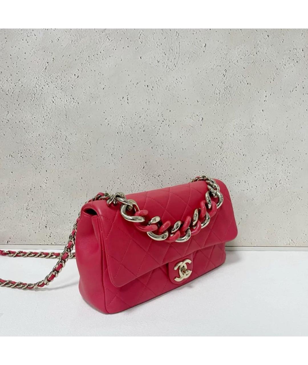 CHANEL Розовая кожаная сумка через плечо, фото 4