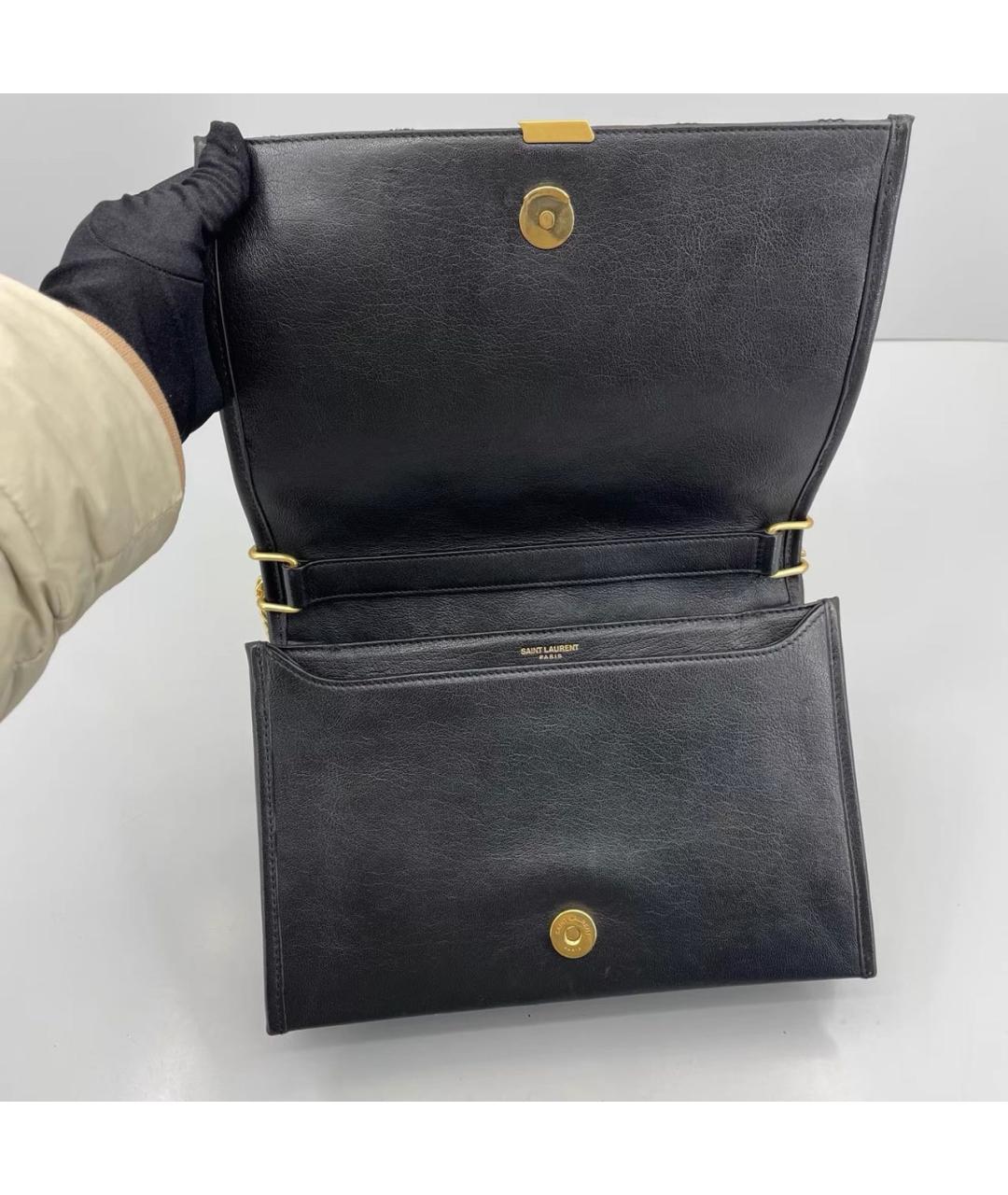SAINT LAURENT Черная кожаная сумка через плечо, фото 6