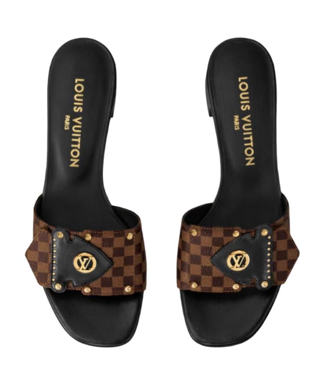 LOUIS VUITTON Коричневые кожаные сандалии, фото 4