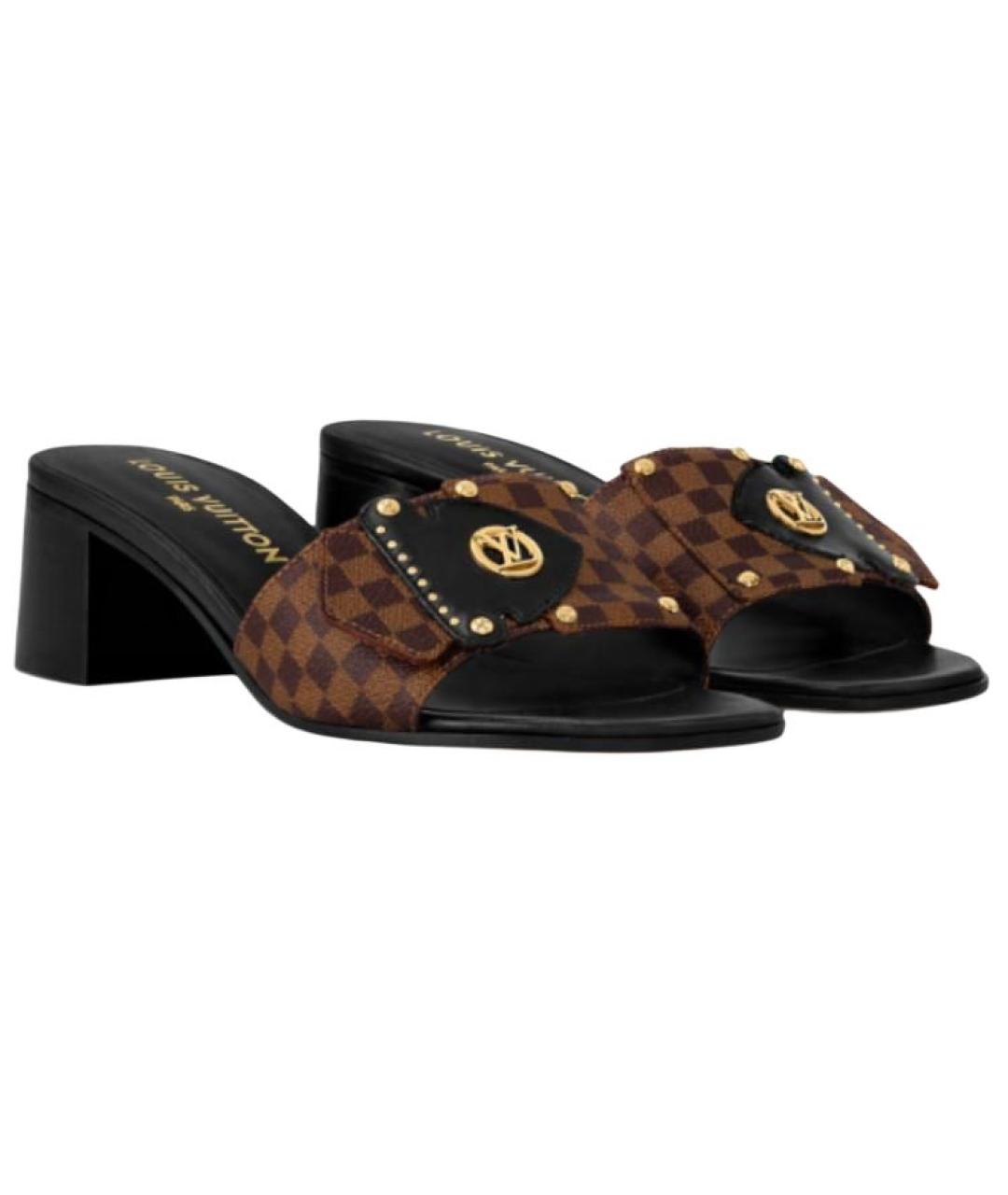 LOUIS VUITTON Коричневые кожаные сандалии, фото 3