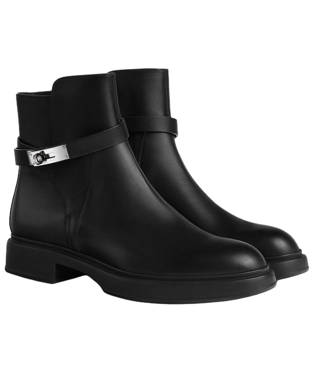 HERMES Черные кожаные высокие ботинки, фото 3