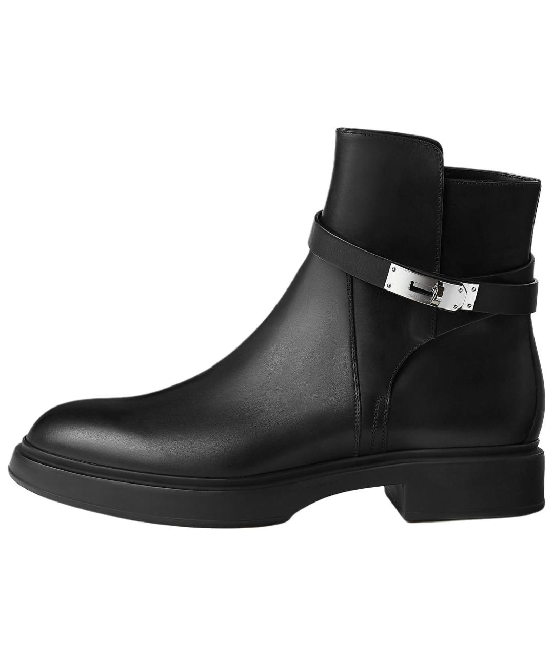 HERMES Черные кожаные высокие ботинки, фото 2