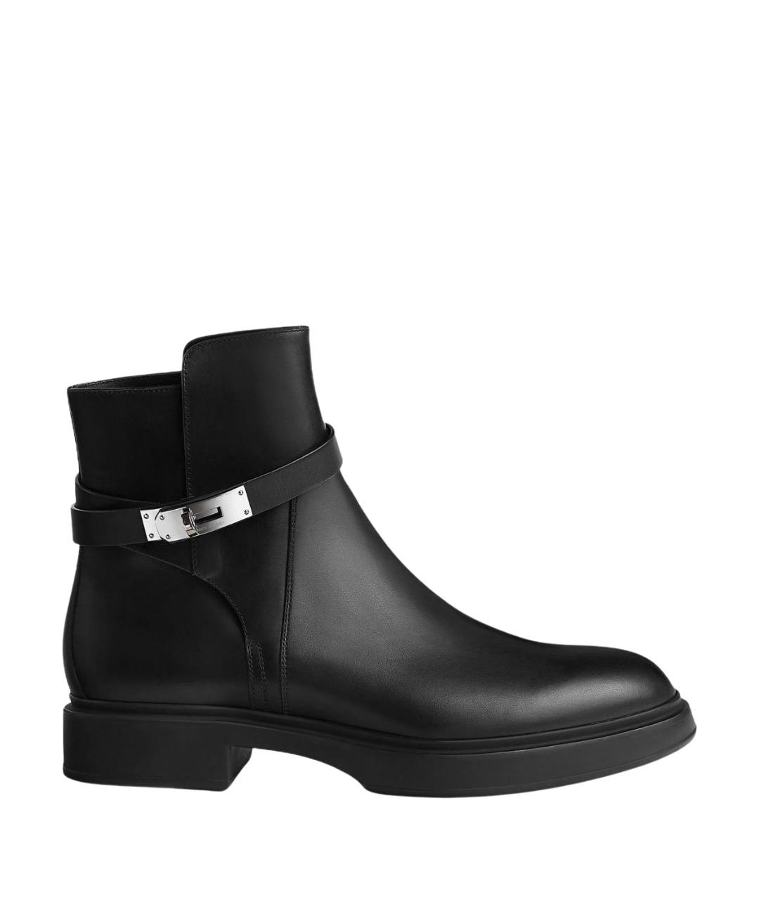 HERMES Черные кожаные высокие ботинки, фото 1