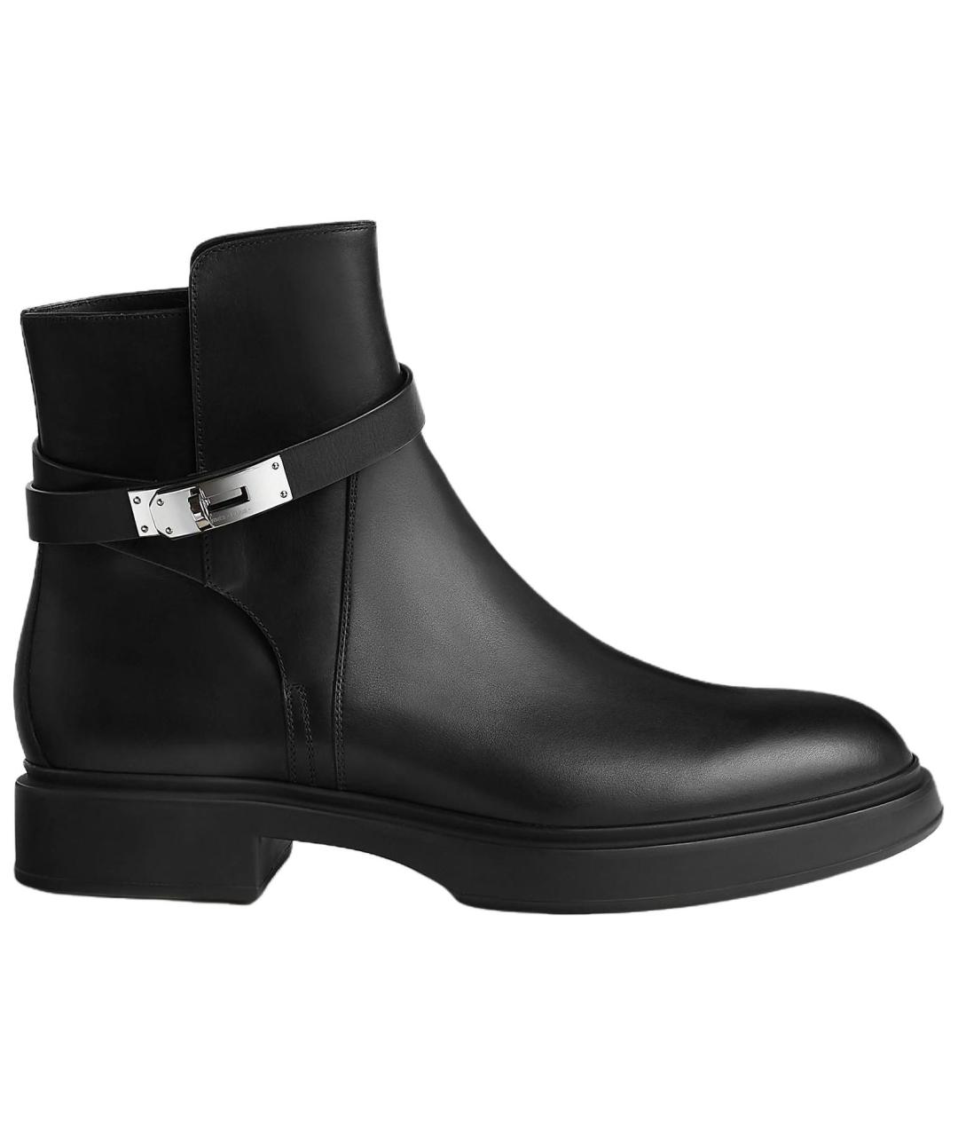 HERMES Черные кожаные высокие ботинки, фото 5