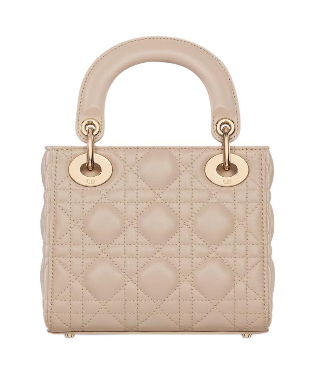 CHRISTIAN DIOR Бежевая кожаная сумка через плечо, фото 4