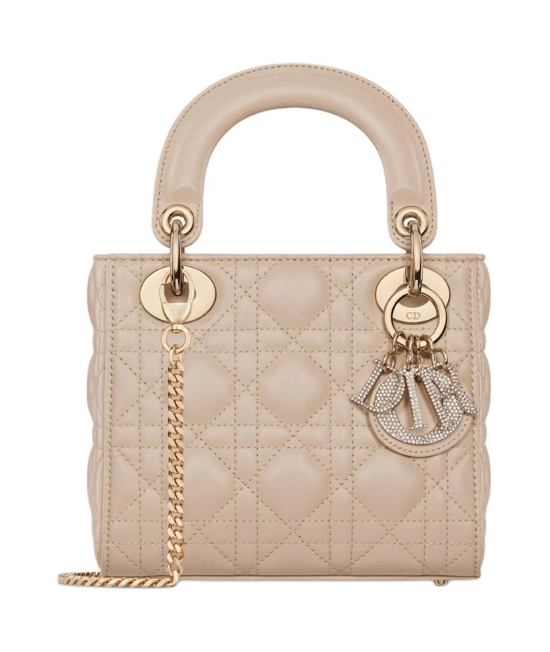 CHRISTIAN DIOR Бежевая кожаная сумка через плечо, фото 1