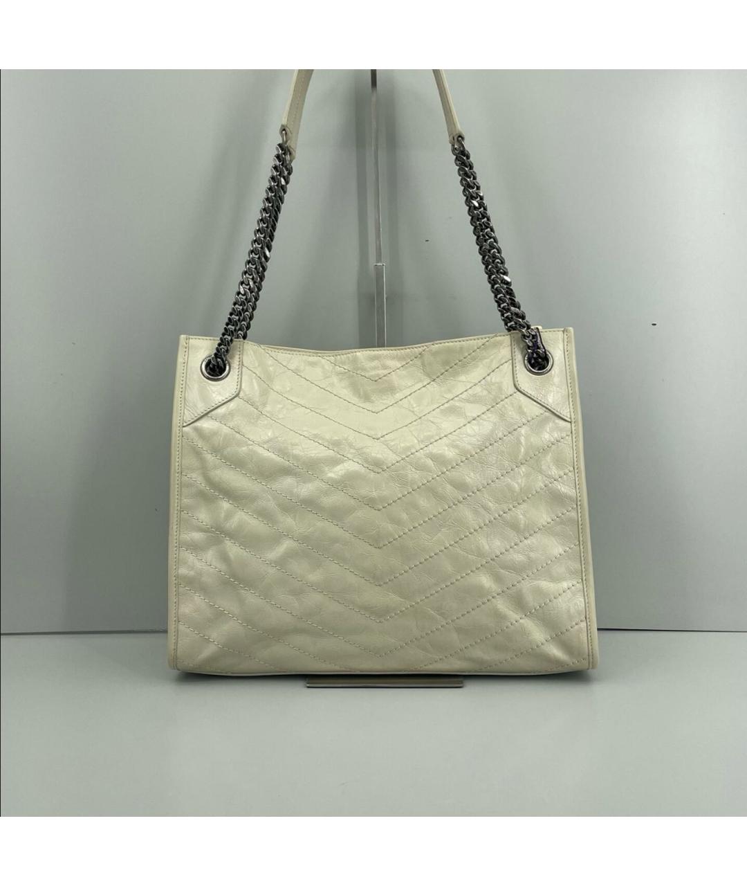 SAINT LAURENT Бежевая кожаная сумка тоут, фото 2