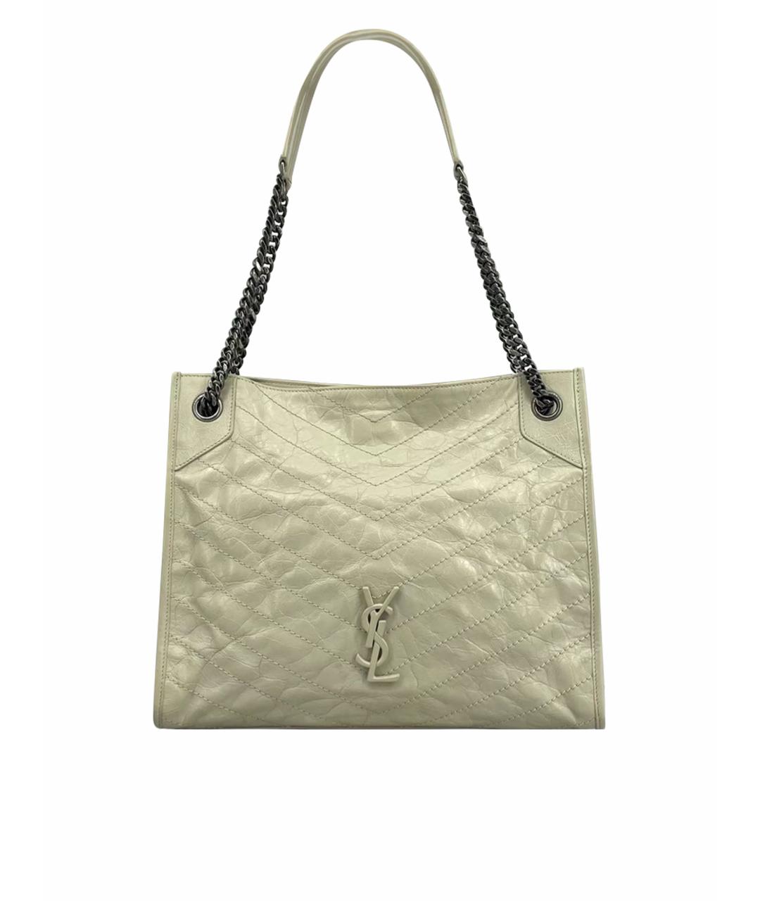 SAINT LAURENT Бежевая кожаная сумка тоут, фото 1