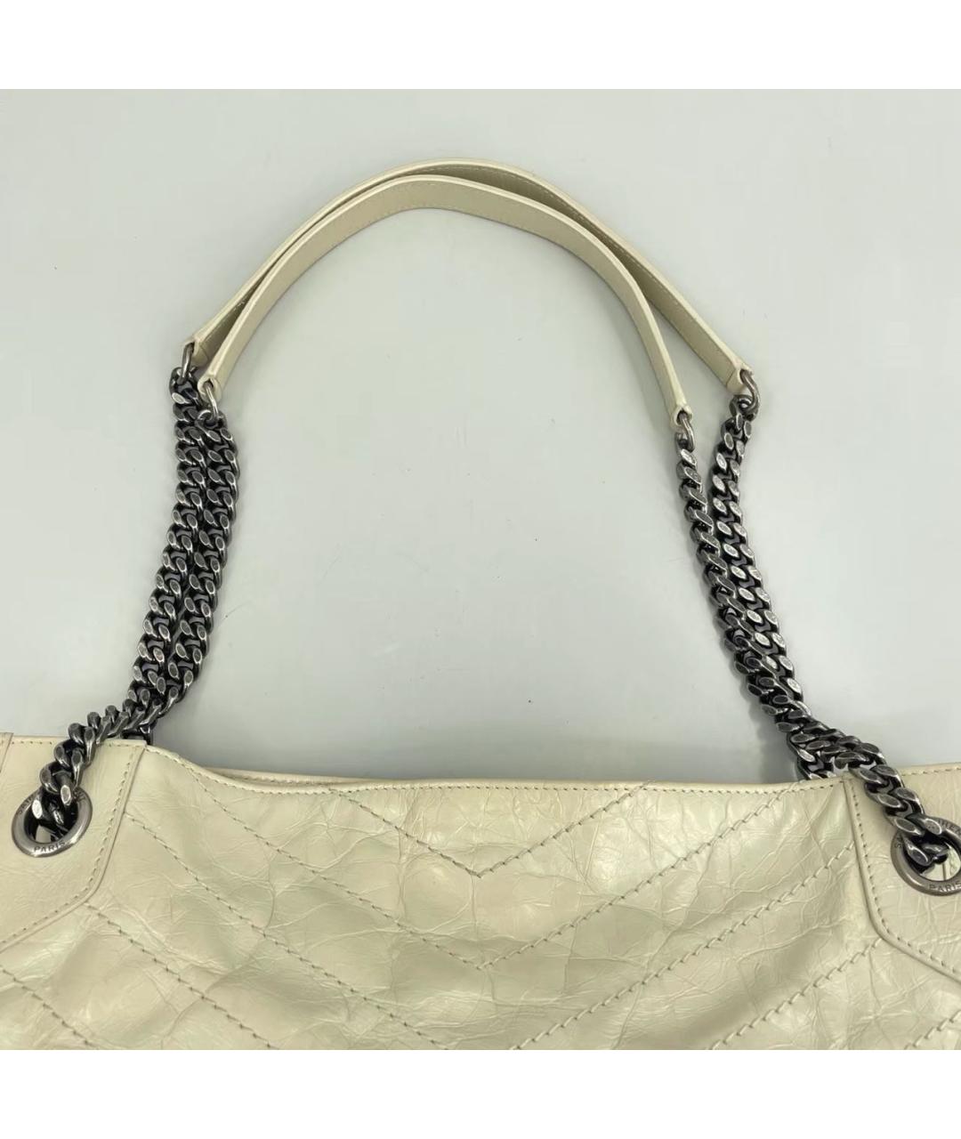 SAINT LAURENT Бежевая кожаная сумка тоут, фото 6