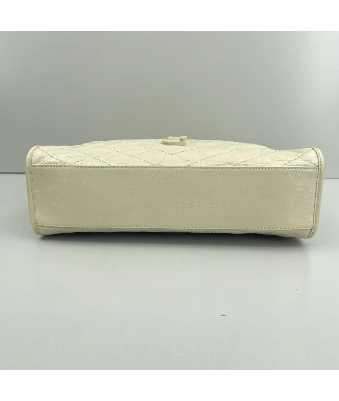 SAINT LAURENT Бежевая кожаная сумка тоут, фото 5