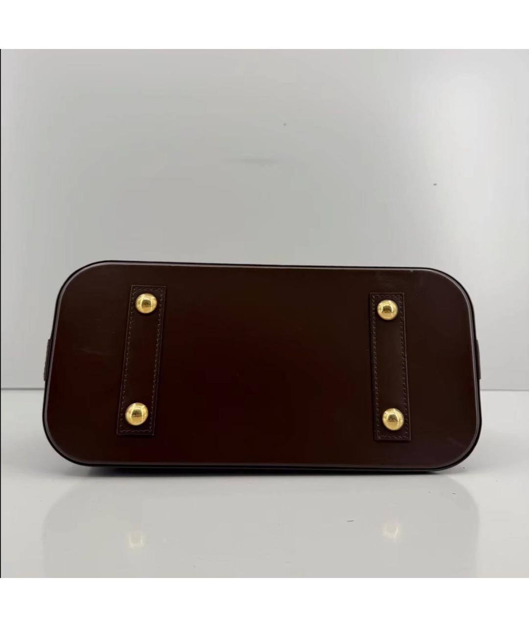 LOUIS VUITTON Коричневая кожаная сумка с короткими ручками, фото 3