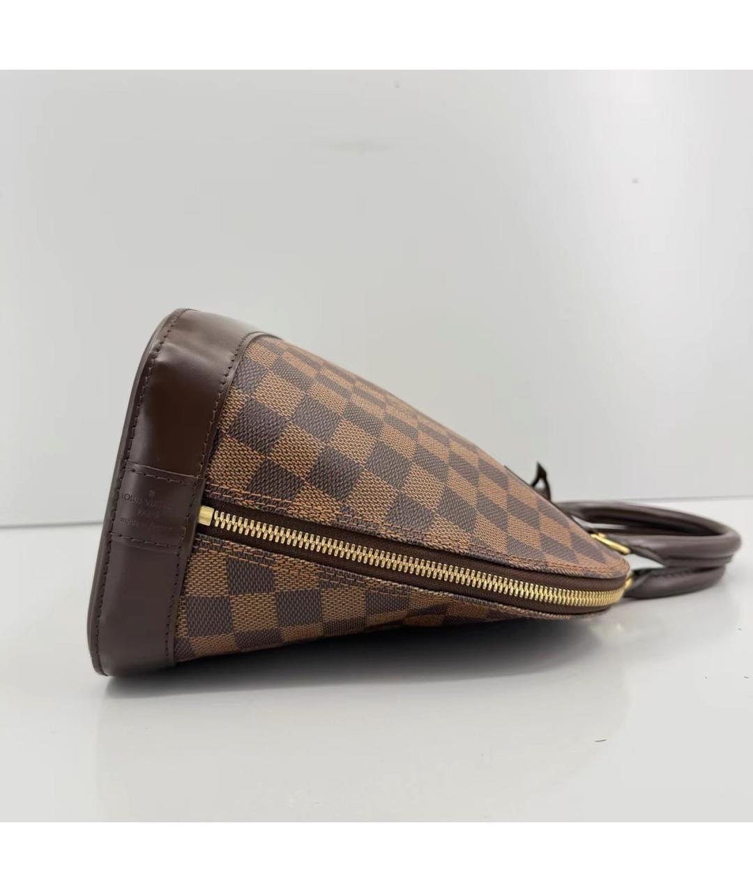 LOUIS VUITTON Коричневая кожаная сумка с короткими ручками, фото 4