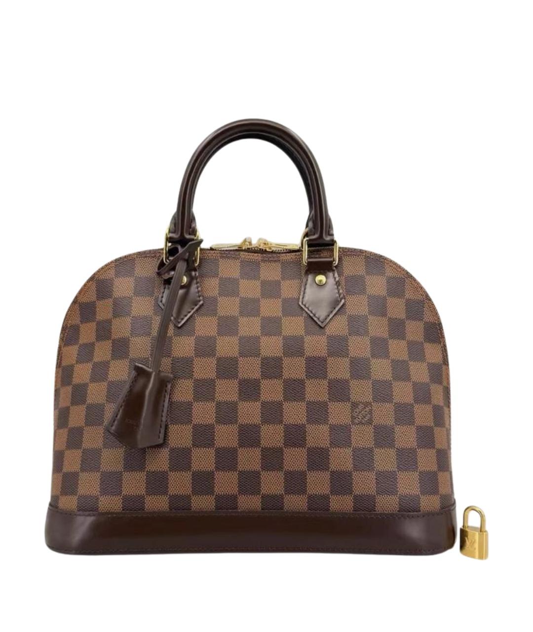 LOUIS VUITTON Коричневая кожаная сумка с короткими ручками, фото 1