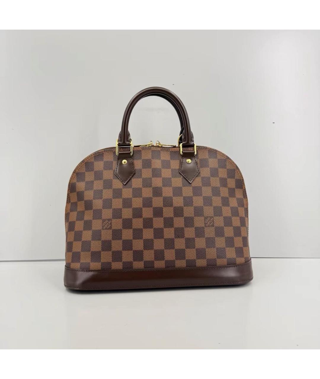 LOUIS VUITTON Коричневая кожаная сумка с короткими ручками, фото 2