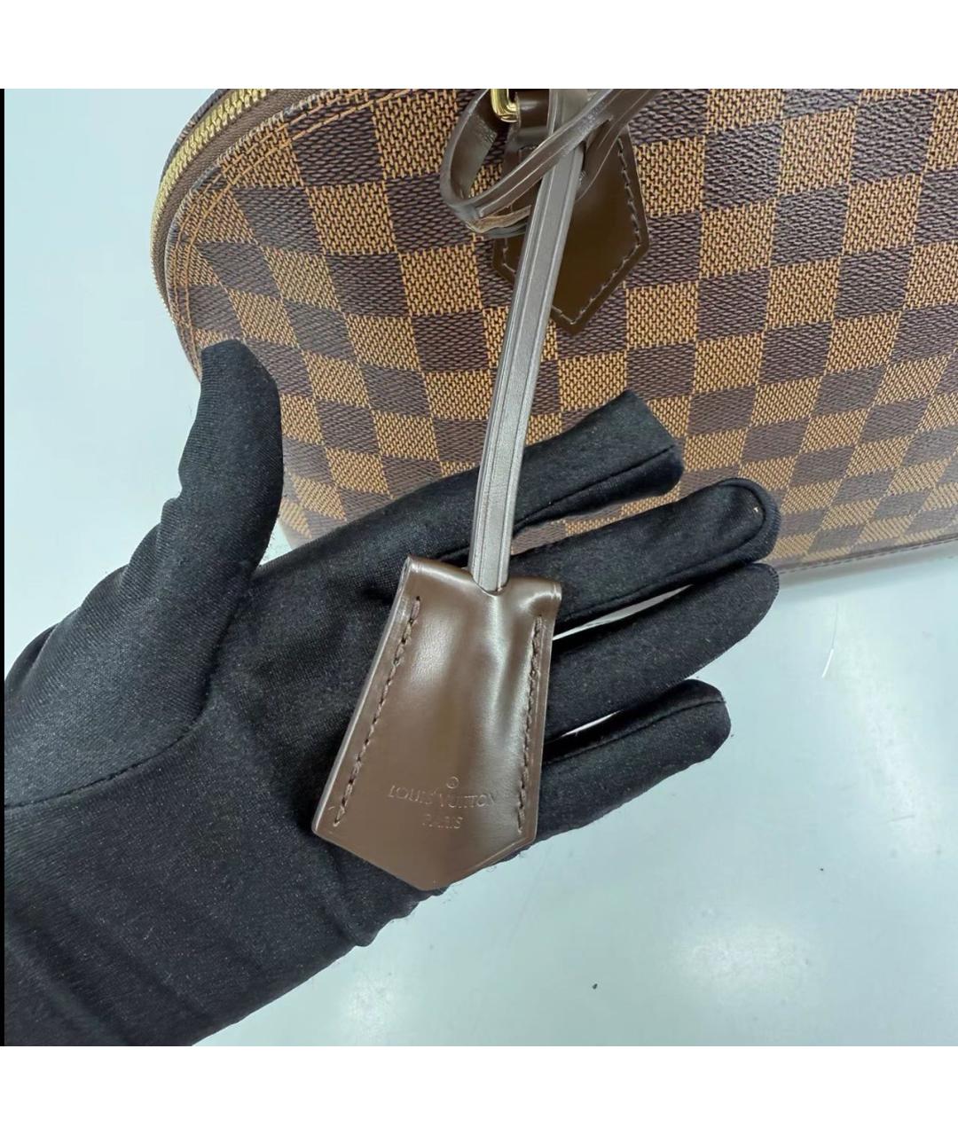 LOUIS VUITTON Коричневая кожаная сумка с короткими ручками, фото 6