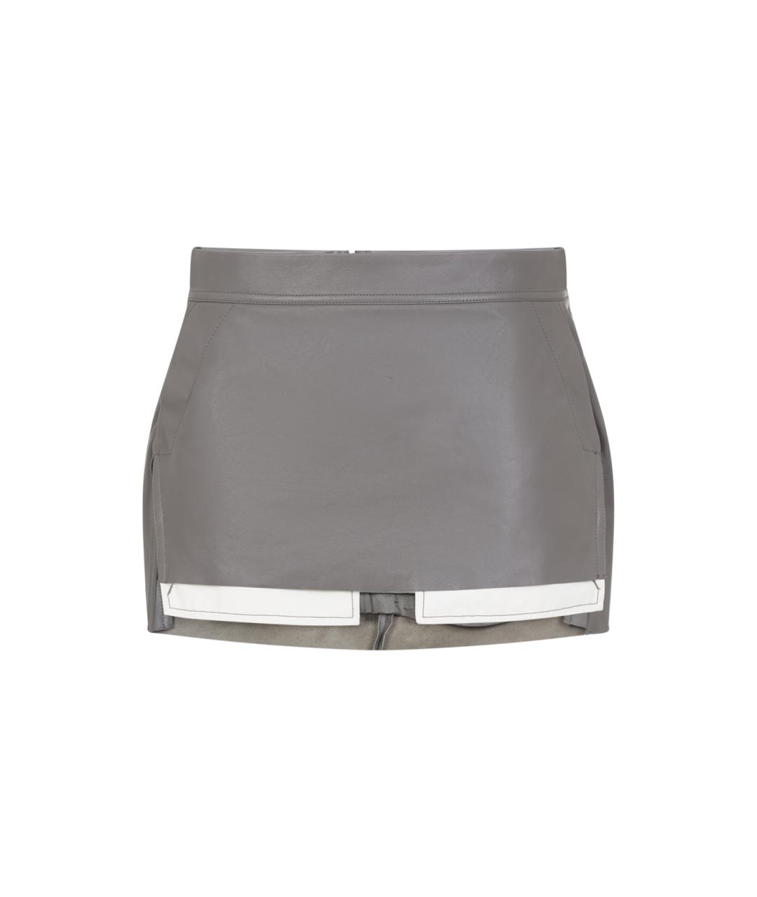 RICK OWENS Коричневая кожаная юбка мини, фото 1