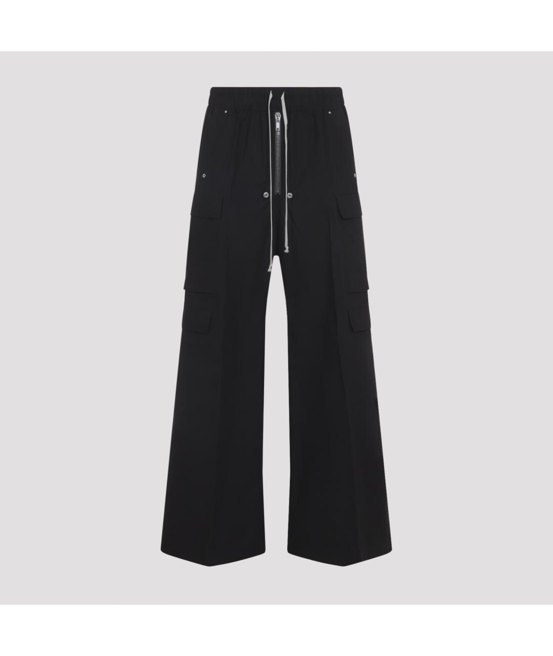 RICK OWENS Черные хлопковые повседневные брюки, фото 2