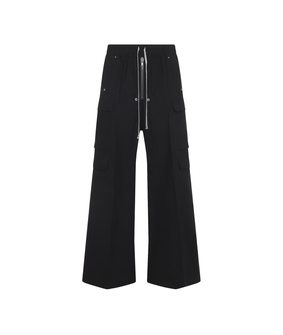 RICK OWENS Черные хлопковые повседневные брюки, фото 1