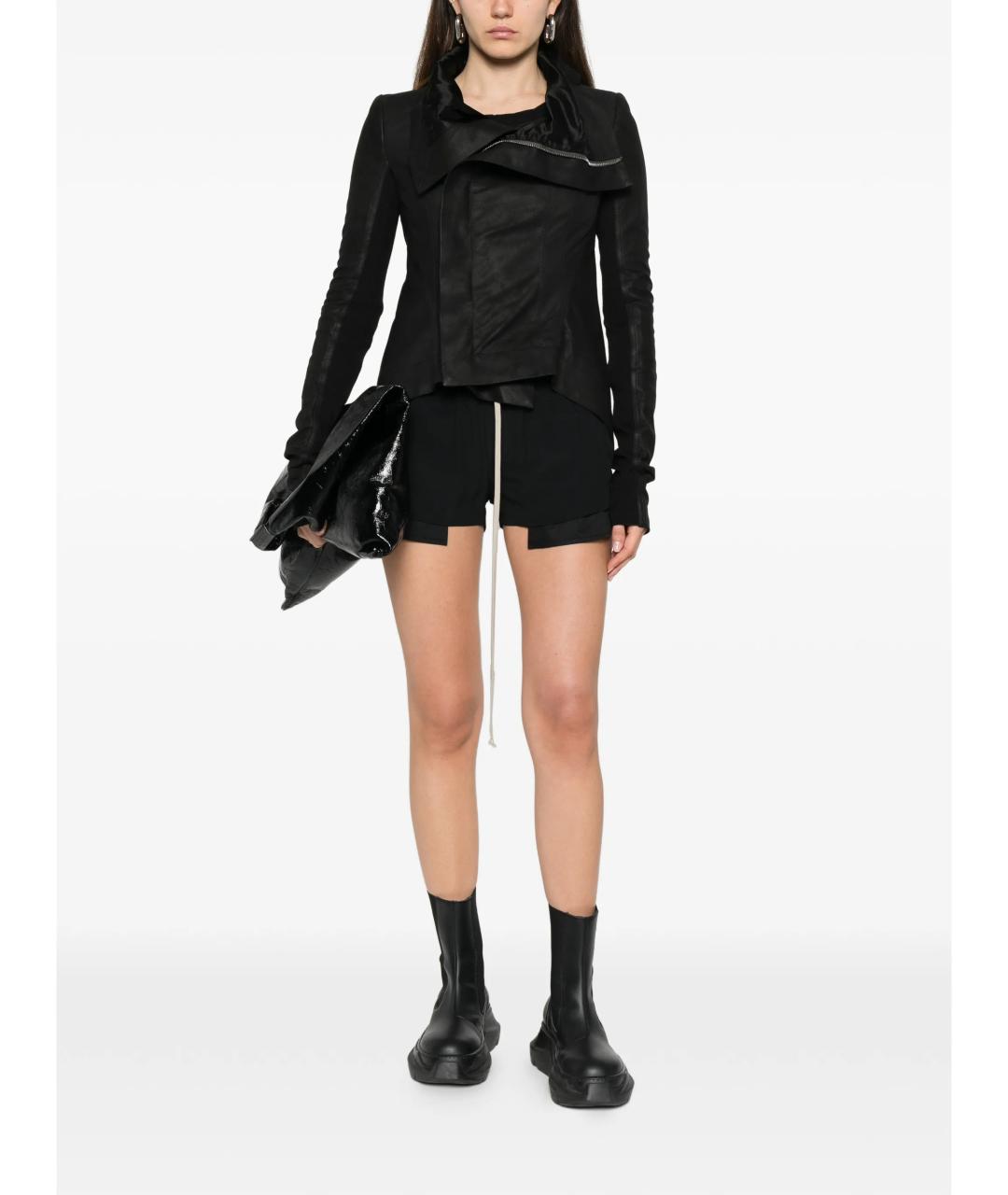 RICK OWENS Черные шелковые шорты, фото 2