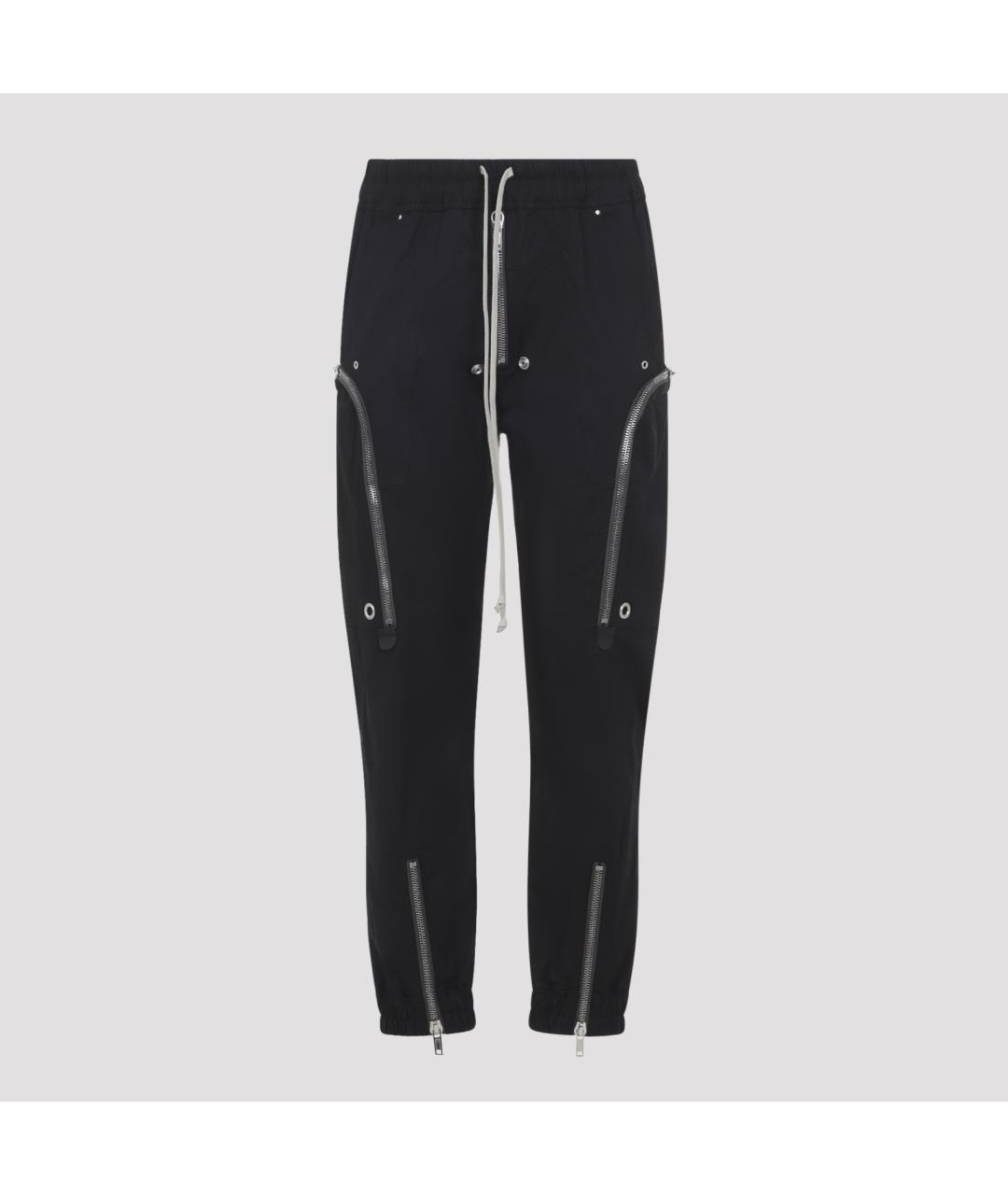 RICK OWENS Черные хлопковые повседневные брюки, фото 2