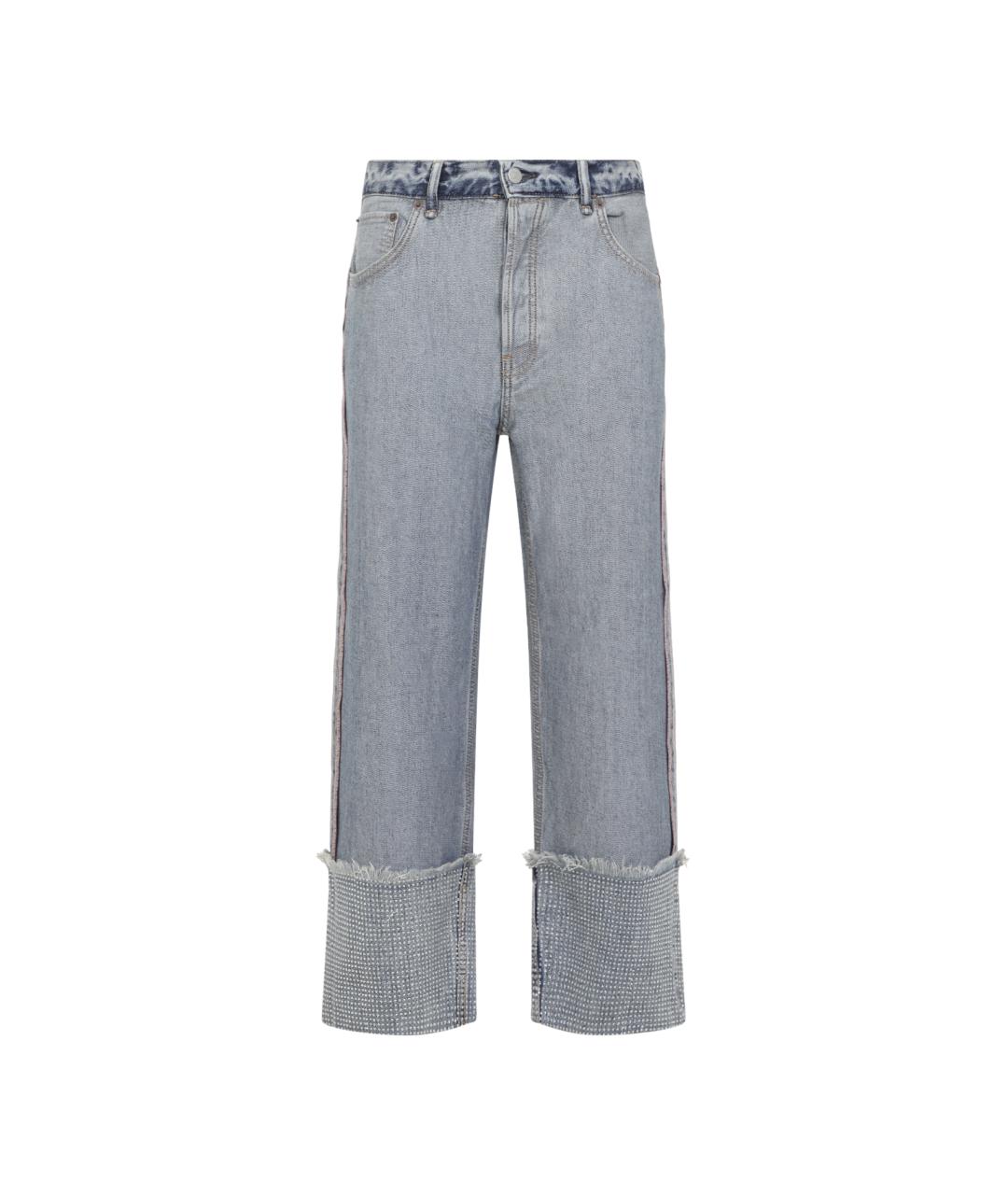 ACNE STUDIOS Голубые хлопковые прямые джинсы, фото 1