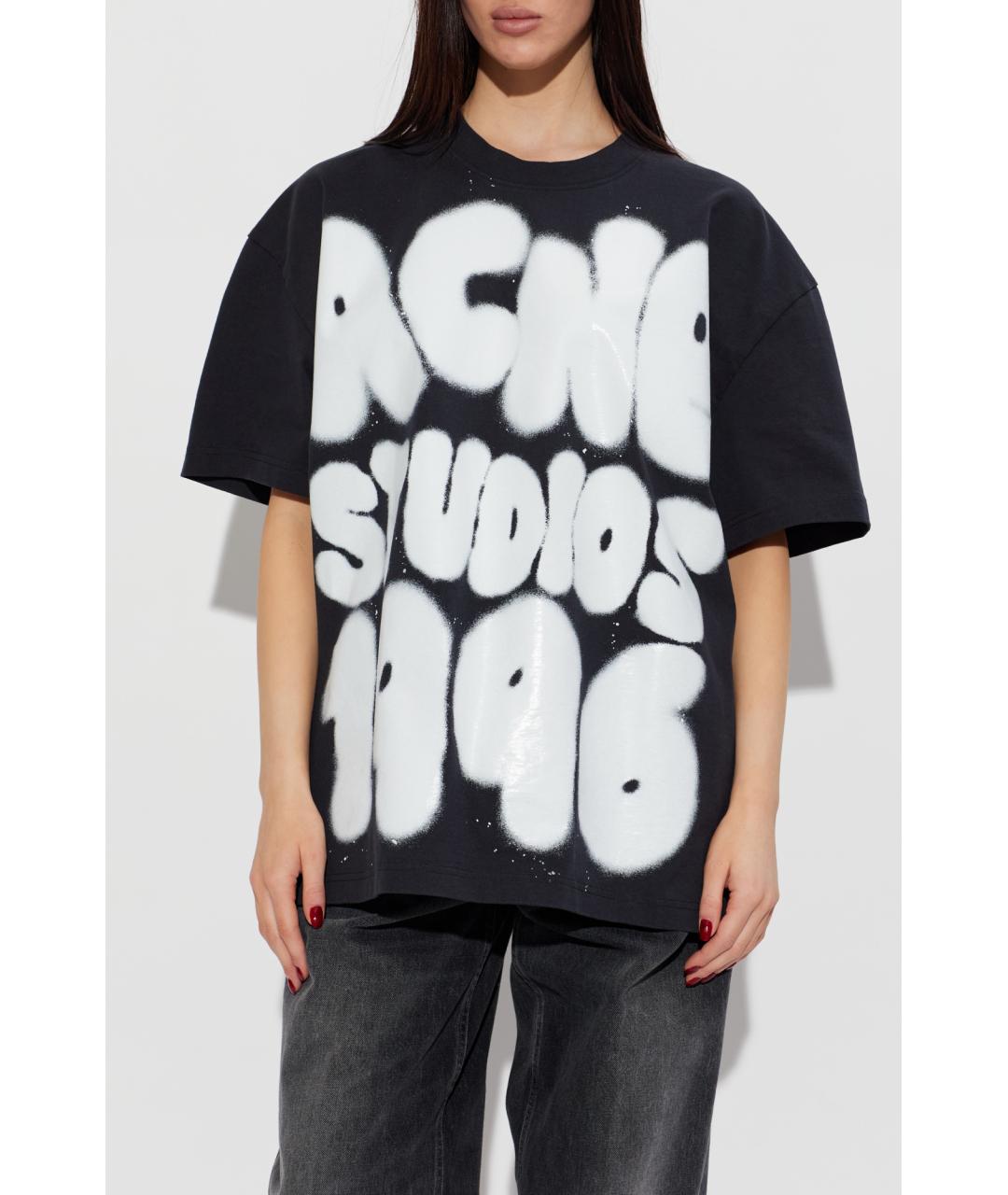 ACNE STUDIOS Черная хлопковая футболка, фото 3